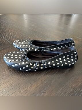 Mango Polka Dot Ballet Flats Black White Slip On Shoes Size 36 @US 6
